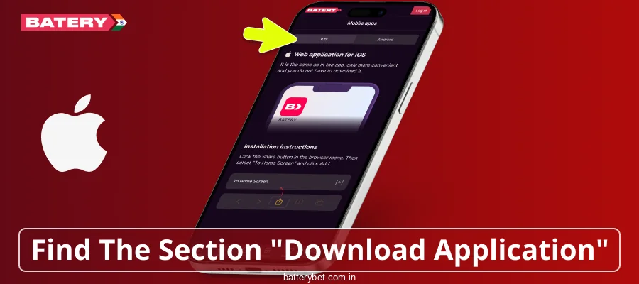 Find the Batery Bet India download button on iOS