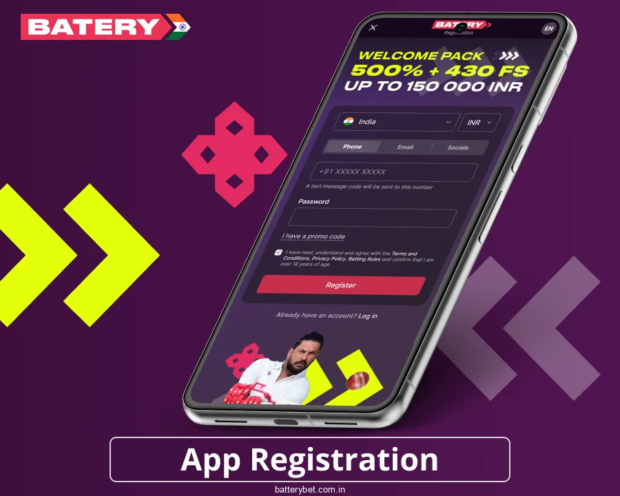 Registration in the Batery Bet IN application