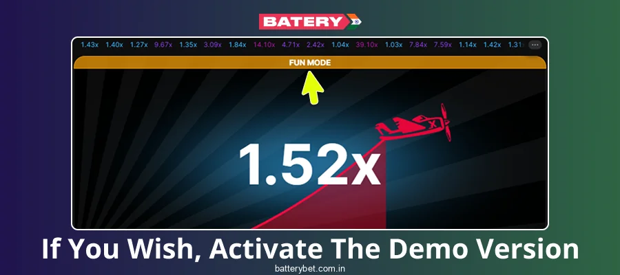 Try the demo game Aviator Batery Bet India