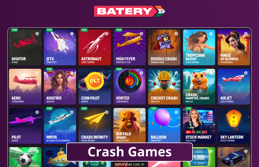 Instant games for Indian players on Batery Bet